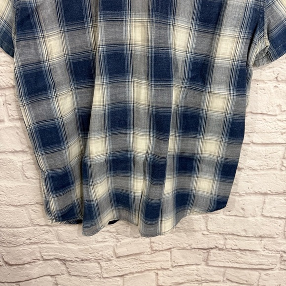LUCKY BRAND MENS CALIFORNIA FIT INDIGO WESTERN PLAID PEARL SNAPS SHIRT LARGE - Picture 8 of 8